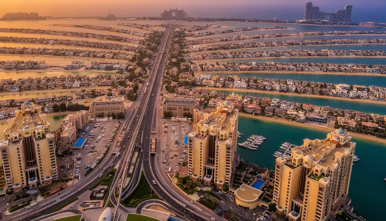 Palm Jumeirah, Dubai, at sunset